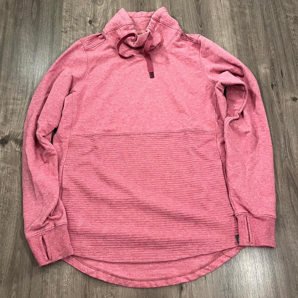L.L. Bean Sweatshirt Cozy Mixed Knit Pullover Funnel Neck Pink Womens Medium